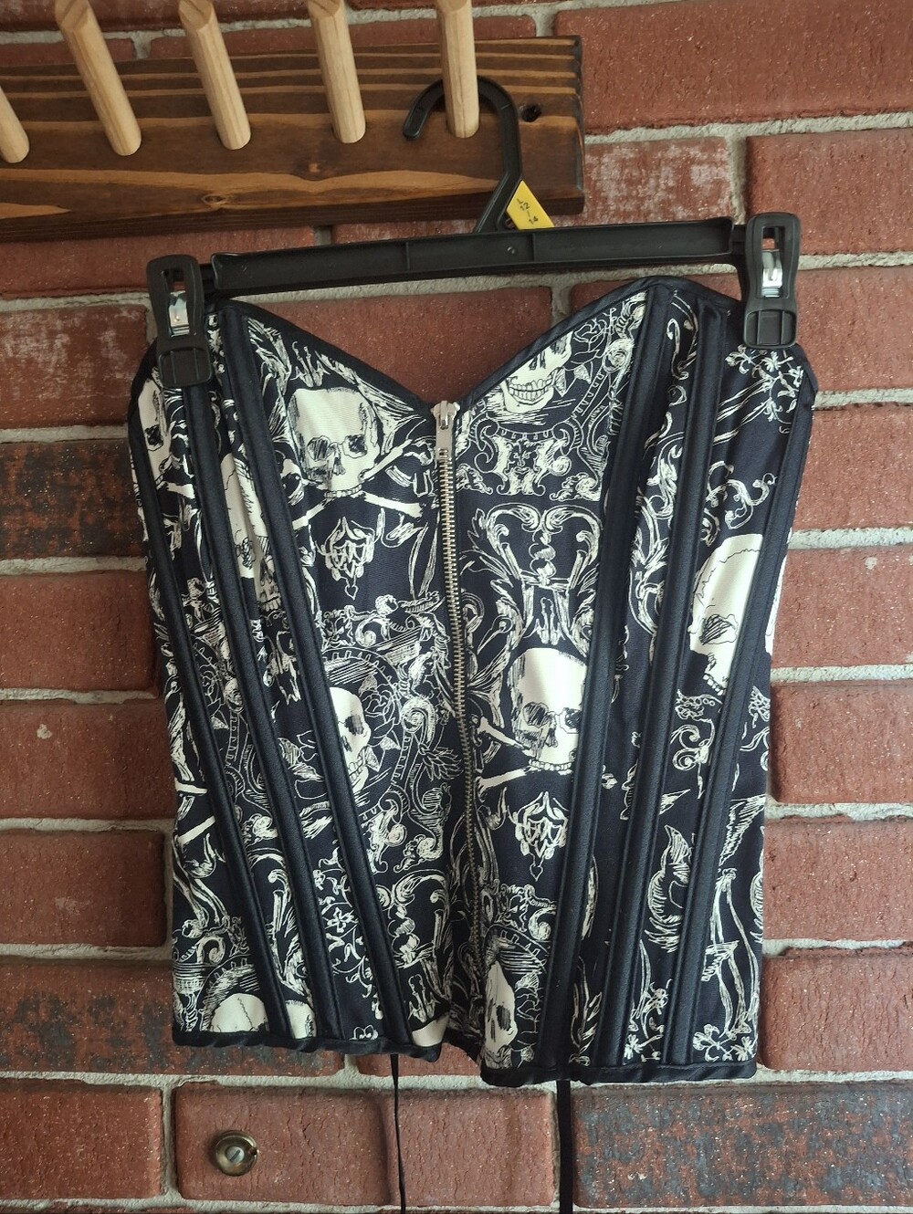 Black and White Skull Print Corset Top
